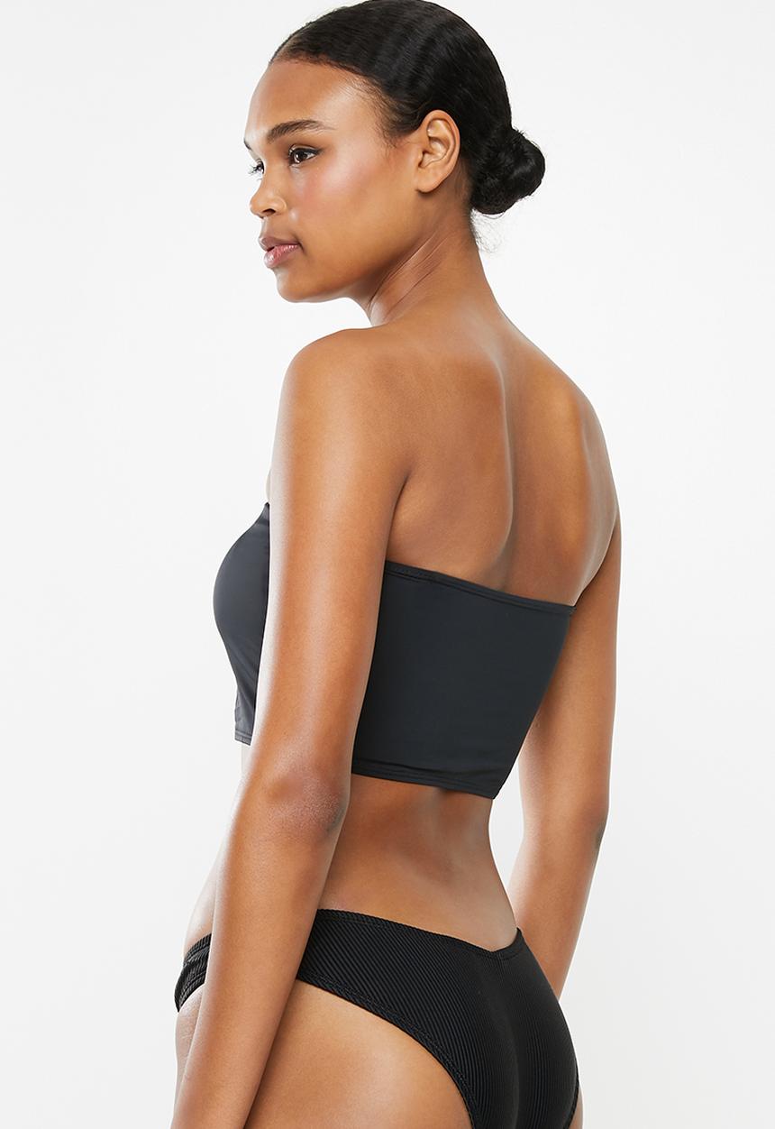 Cotton On - Longline bandeau bikini top - black