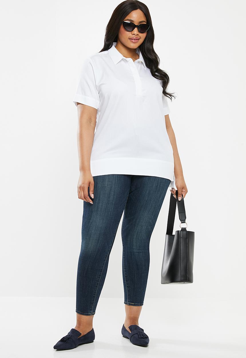 POLO - Sarah short sleeve collard shirt - white