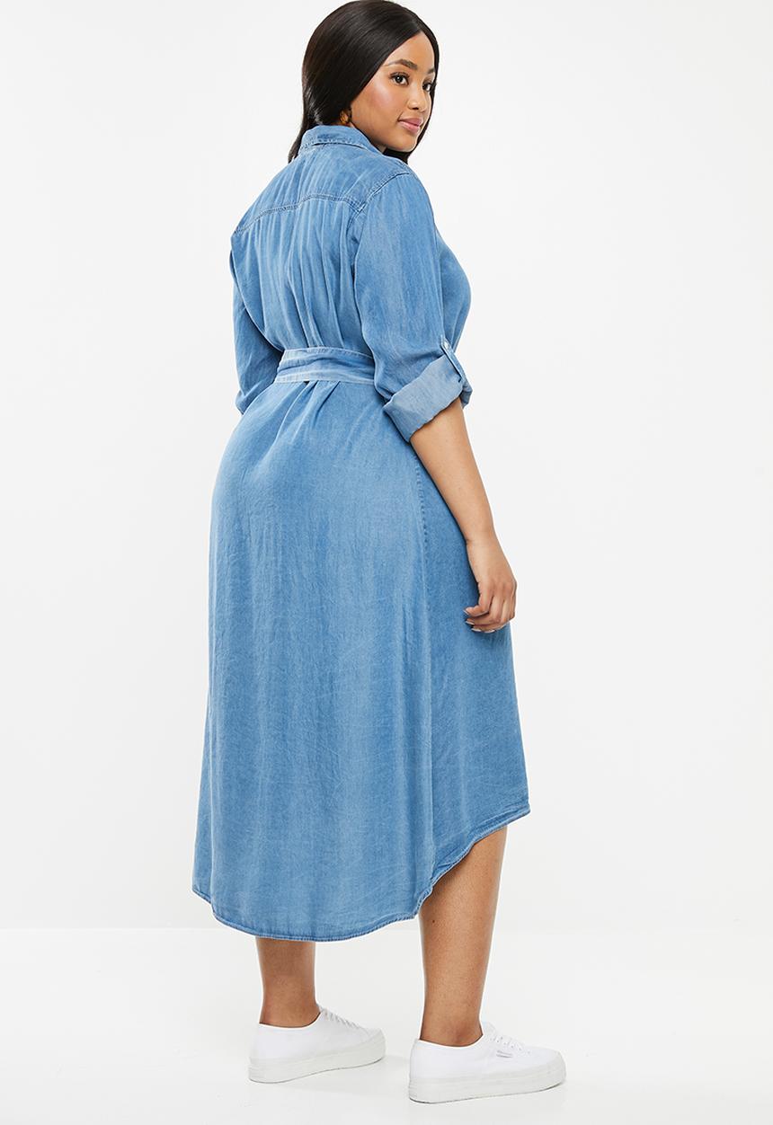POLO - Plus size Daphine chambray dress - blue