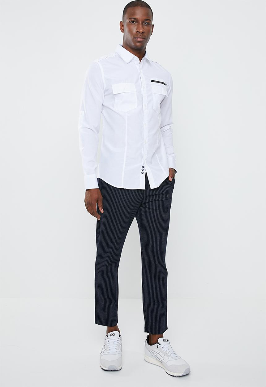 STYLE REPUBLIC - Frantz zip detail long sleeve shirt - white