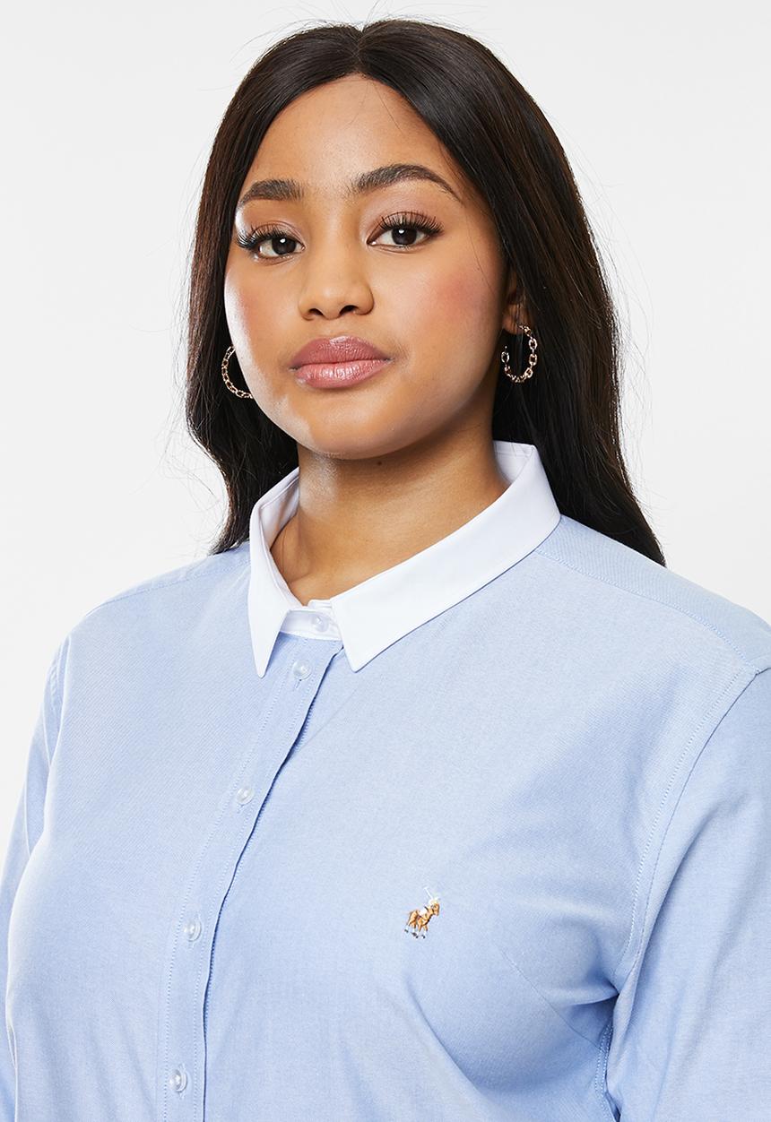 POLO - Plus size Carina oxford shirt - blue