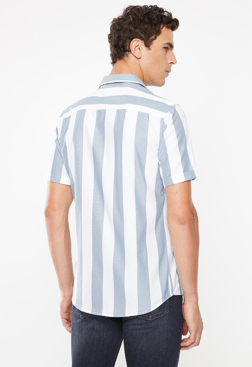Only & Sons - Travis short sleeve shirt - blue & white