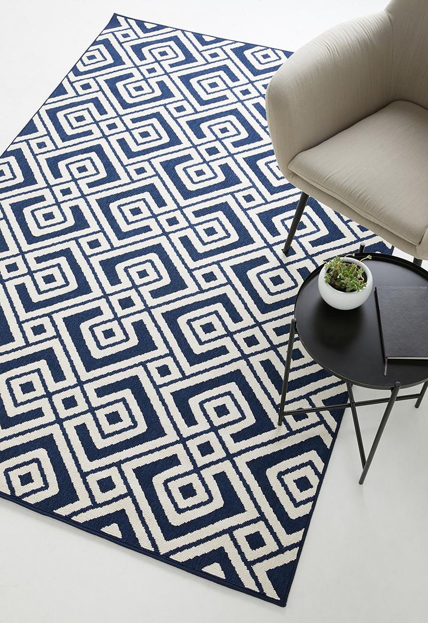 Sixth Floor - Marseille woven outdoor rug - navy