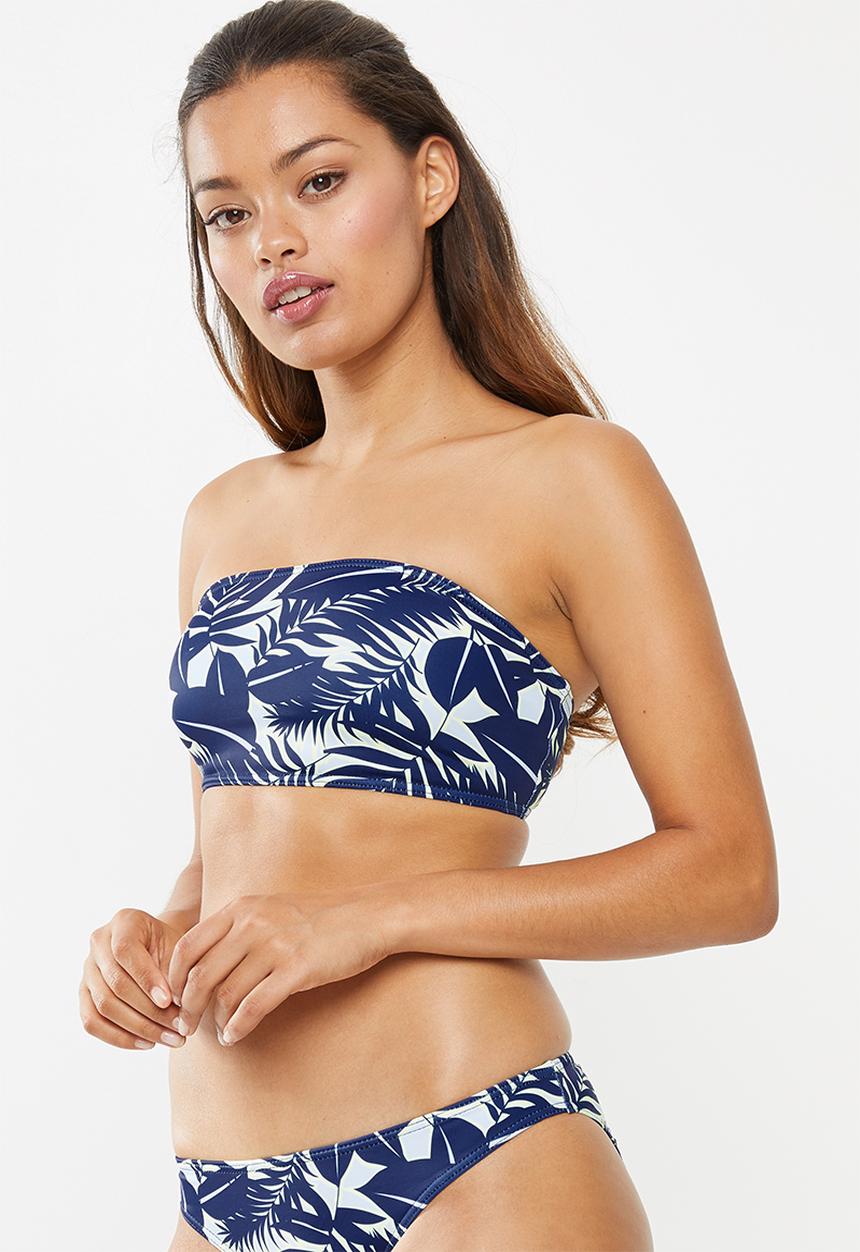 Superbalist - Bandeau bikini top - navy & green 