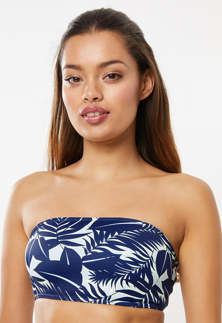 Superbalist - Bandeau bikini top - navy & green 