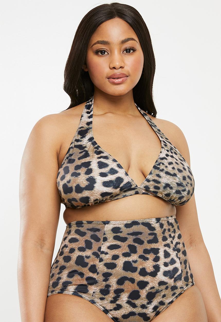 Superbalist - Halter bikini top - brown & black