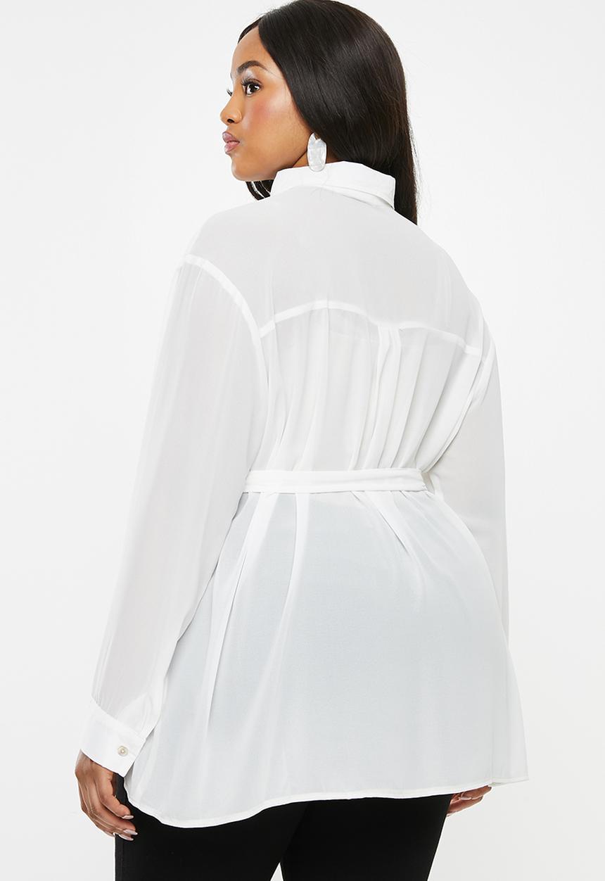 edit Plus - Long length soft shirt - cream