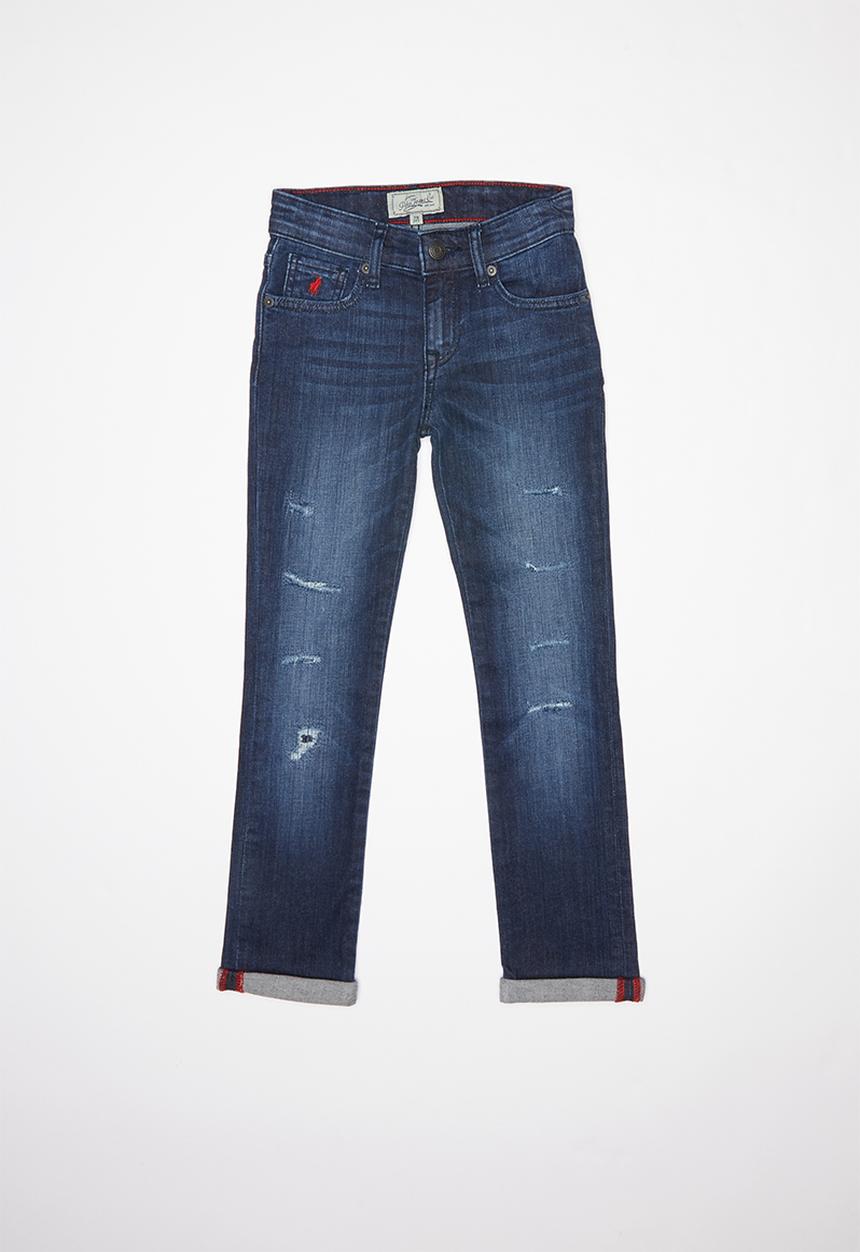 POLO - Liam distressed slim fit jean - blue
