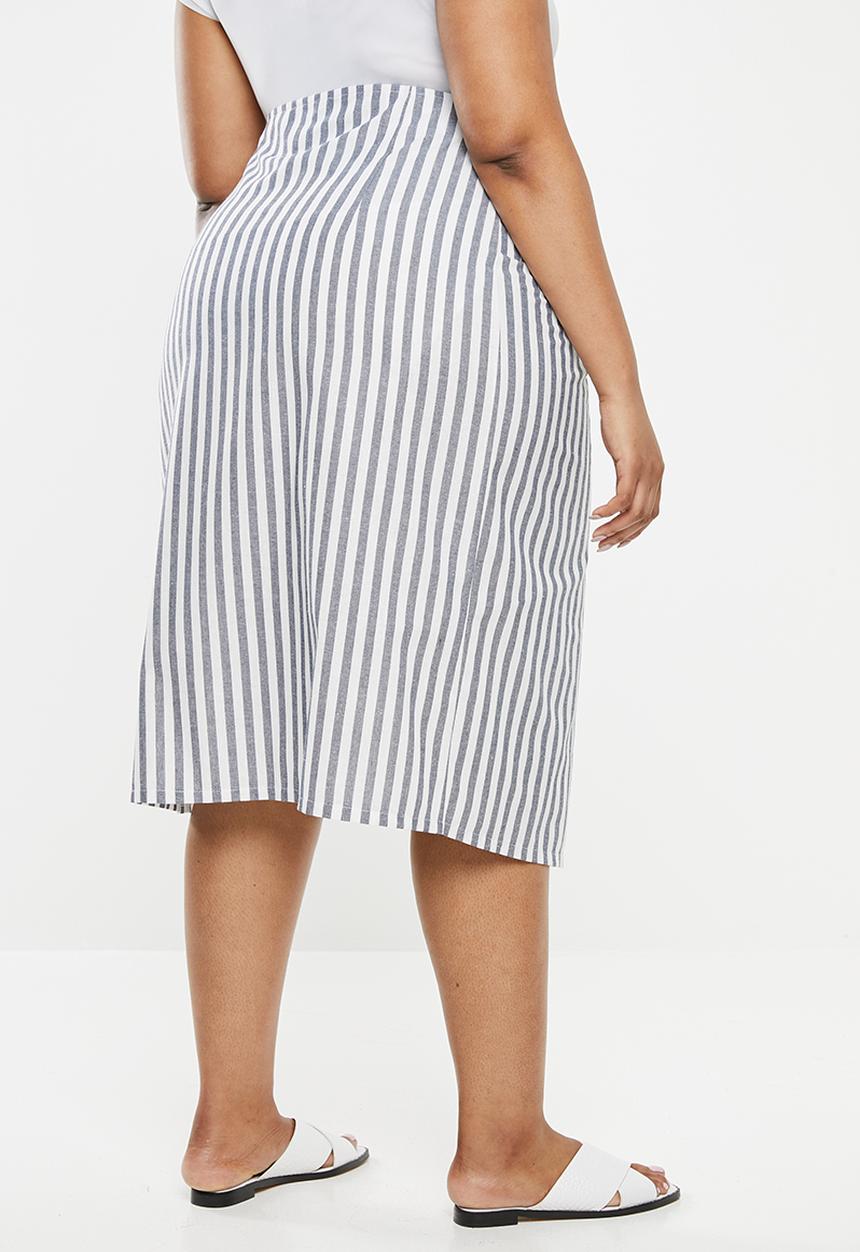 edit Plus - Linen wrap skirt - blue & white