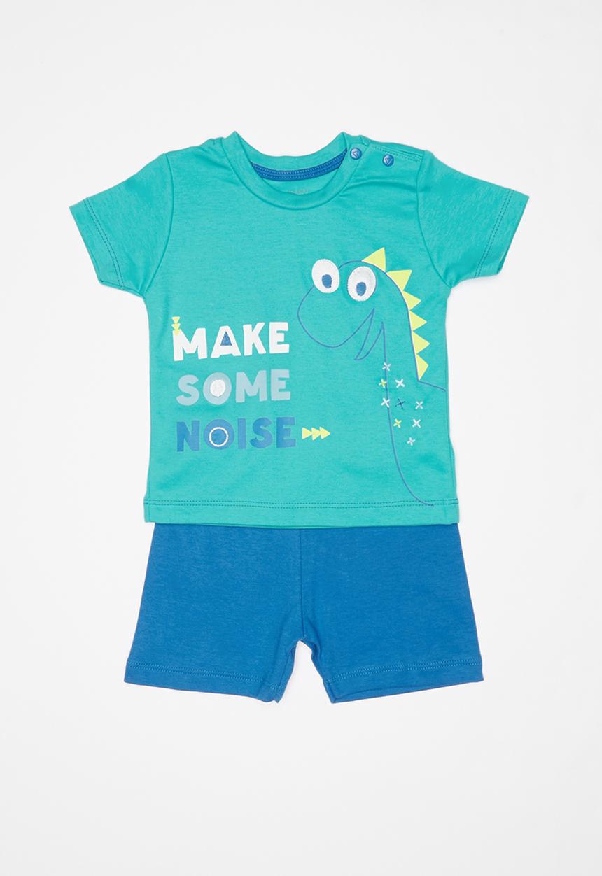Baby Corner - 2 piece printed tee & short set - blue 