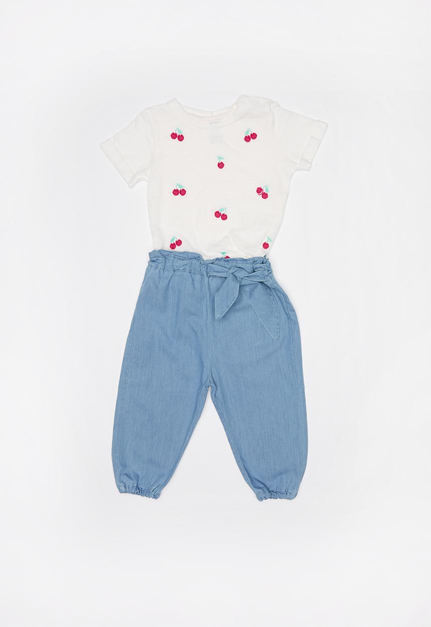Baby Corner - Denim and T-shirt set - white & blue 