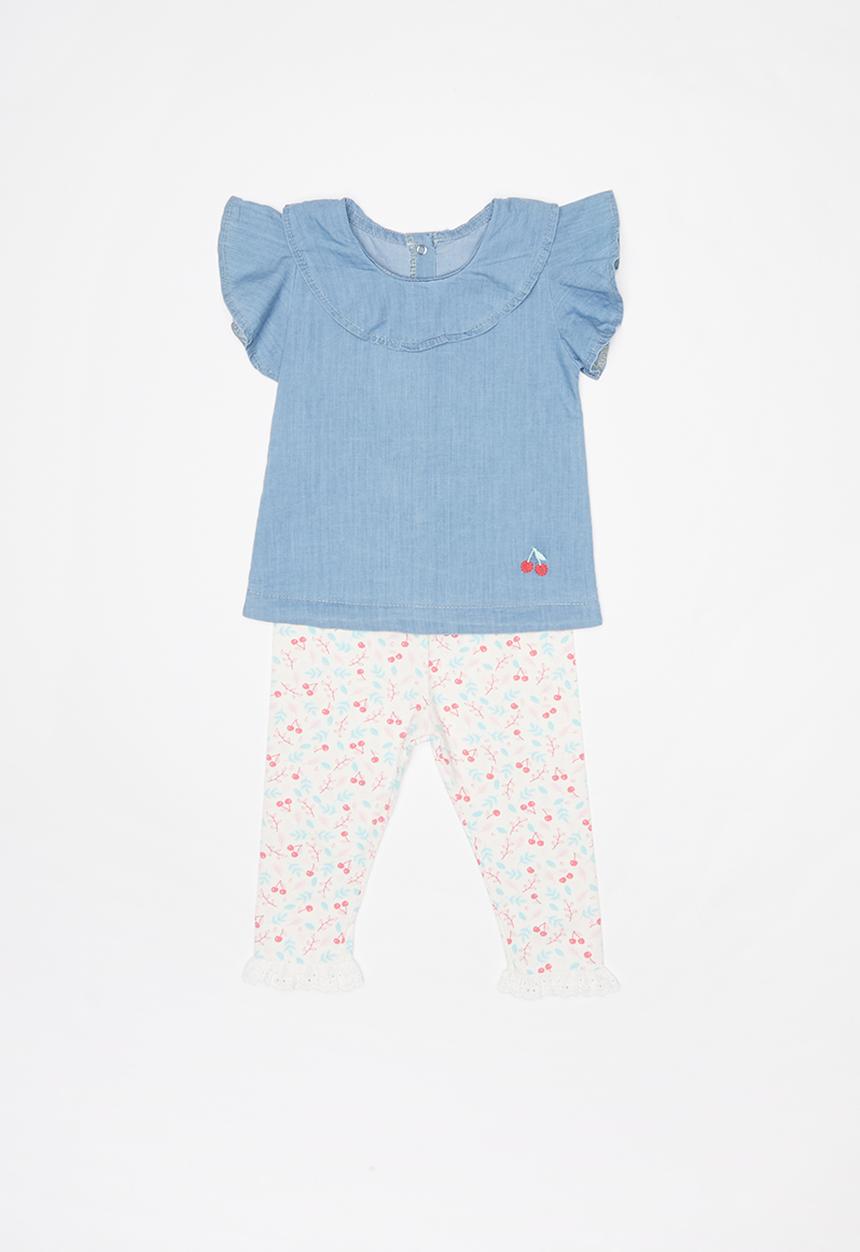 Baby Corner - Denim T-shirt and legging set - multi