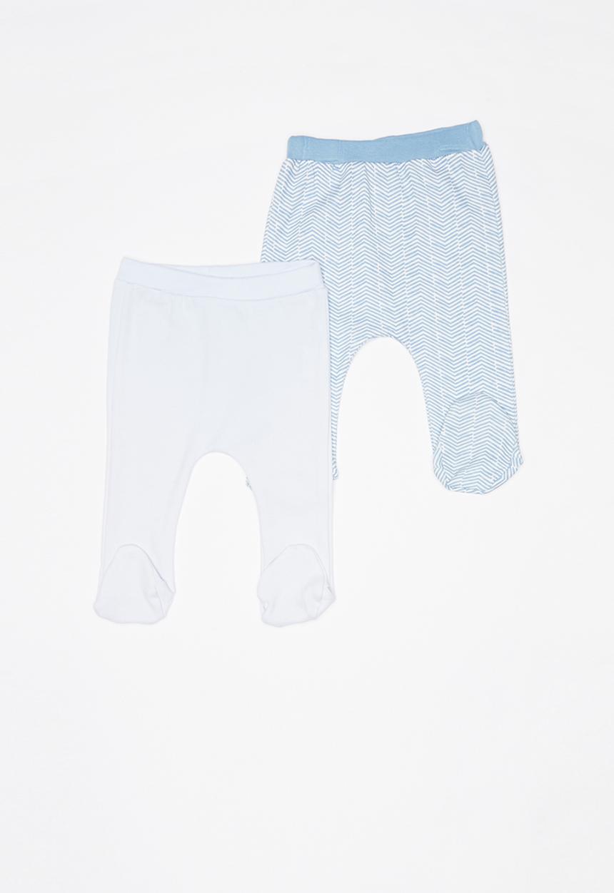 Baby Corner - Baby boys 2 pack footed leggings - blue & white 