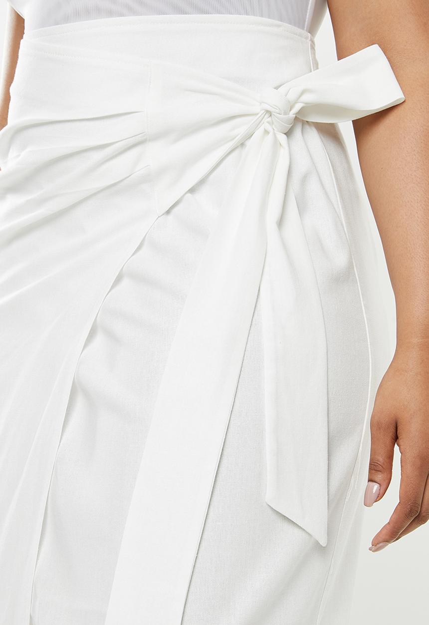 edit Plus - Linen wrap skirt - cream 