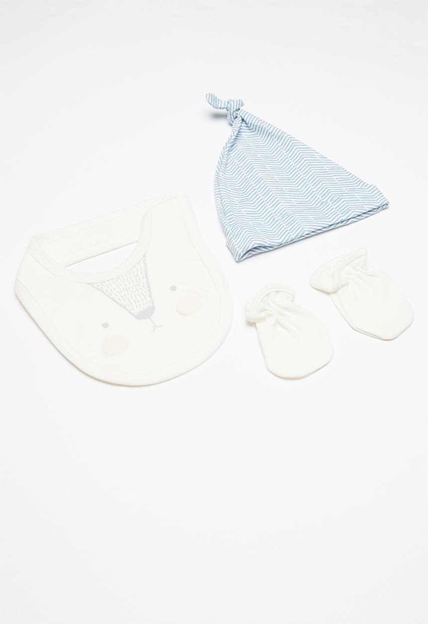 Baby Corner - 5 Piece baby essentials gift set - blue & white