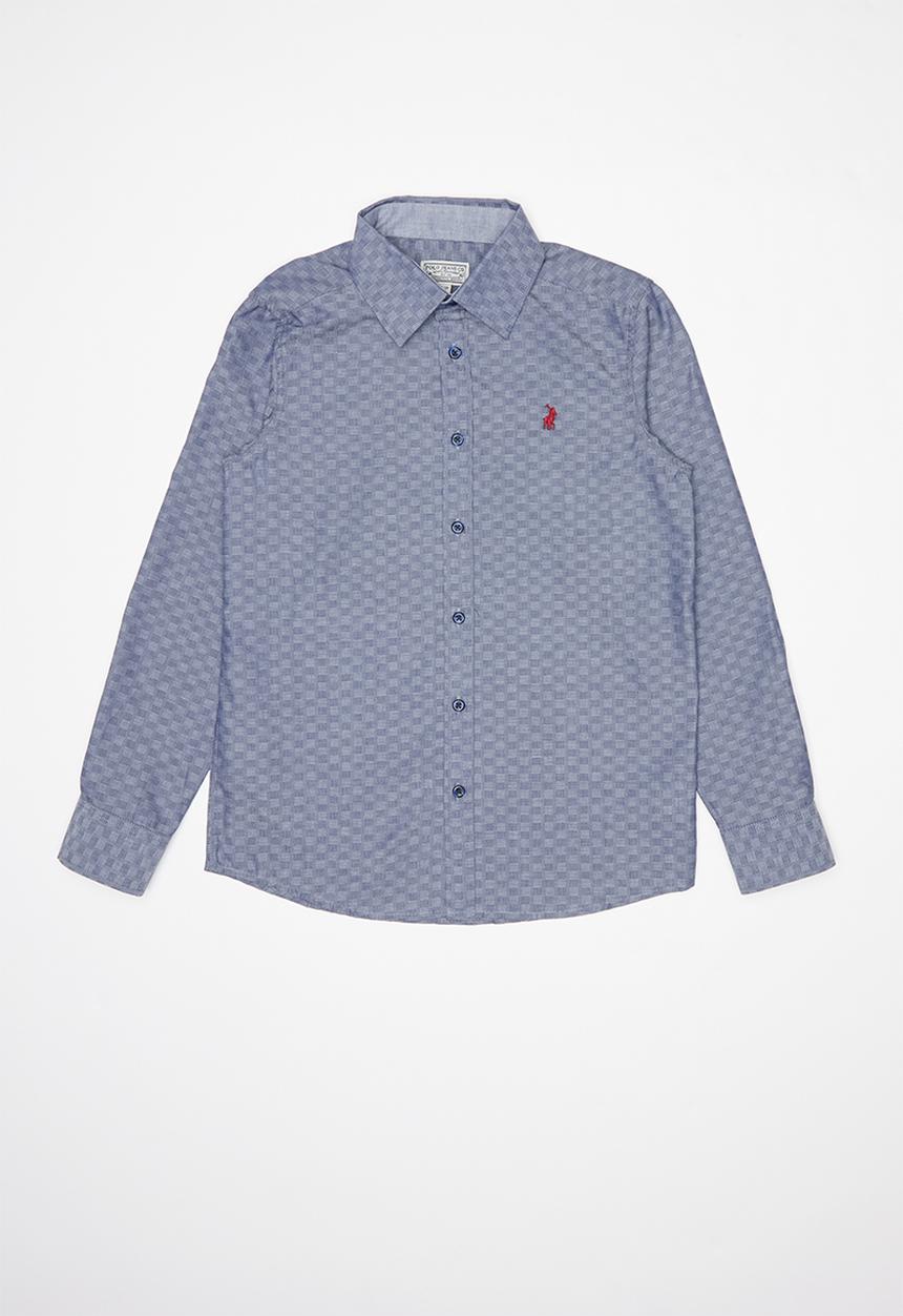 POLO - Boys keegan long sleeve textured shirt - navy