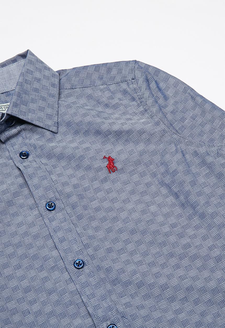 POLO - Boys keegan long sleeve textured shirt - navy