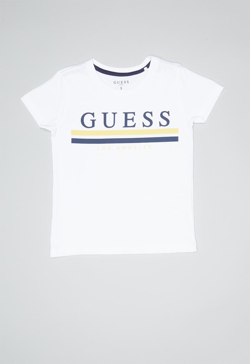 GUESS - Boys short sleeve Guess Los Angeles stripe tee - white