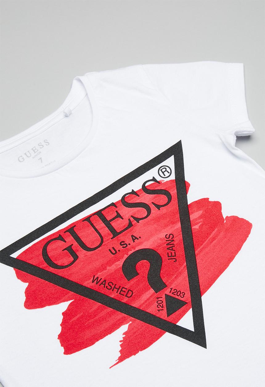 GUESS - Teens short sleeve Guess swish tri tee - white