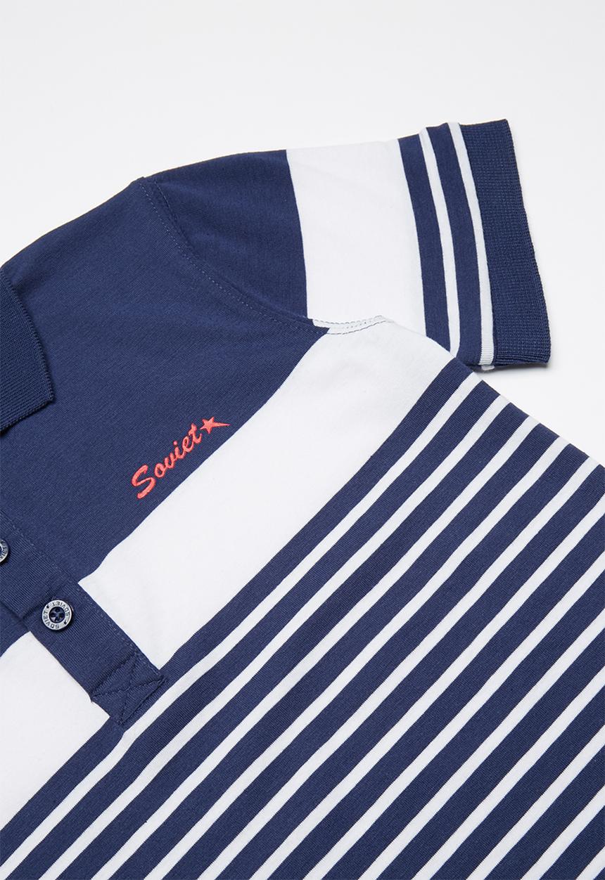 SOVIET - Boys y/dye golfer - navy & white