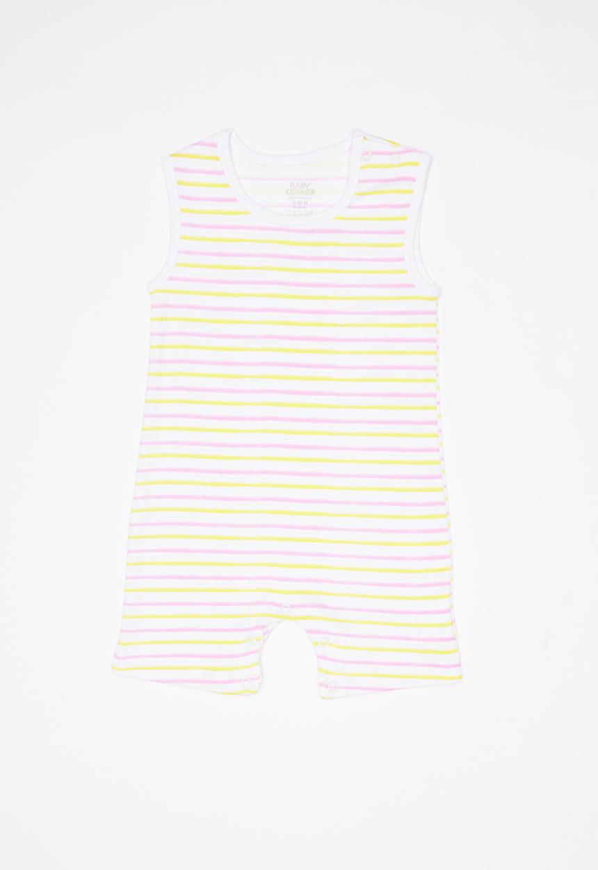 Baby Corner - Sleeveless Romper - pink striped