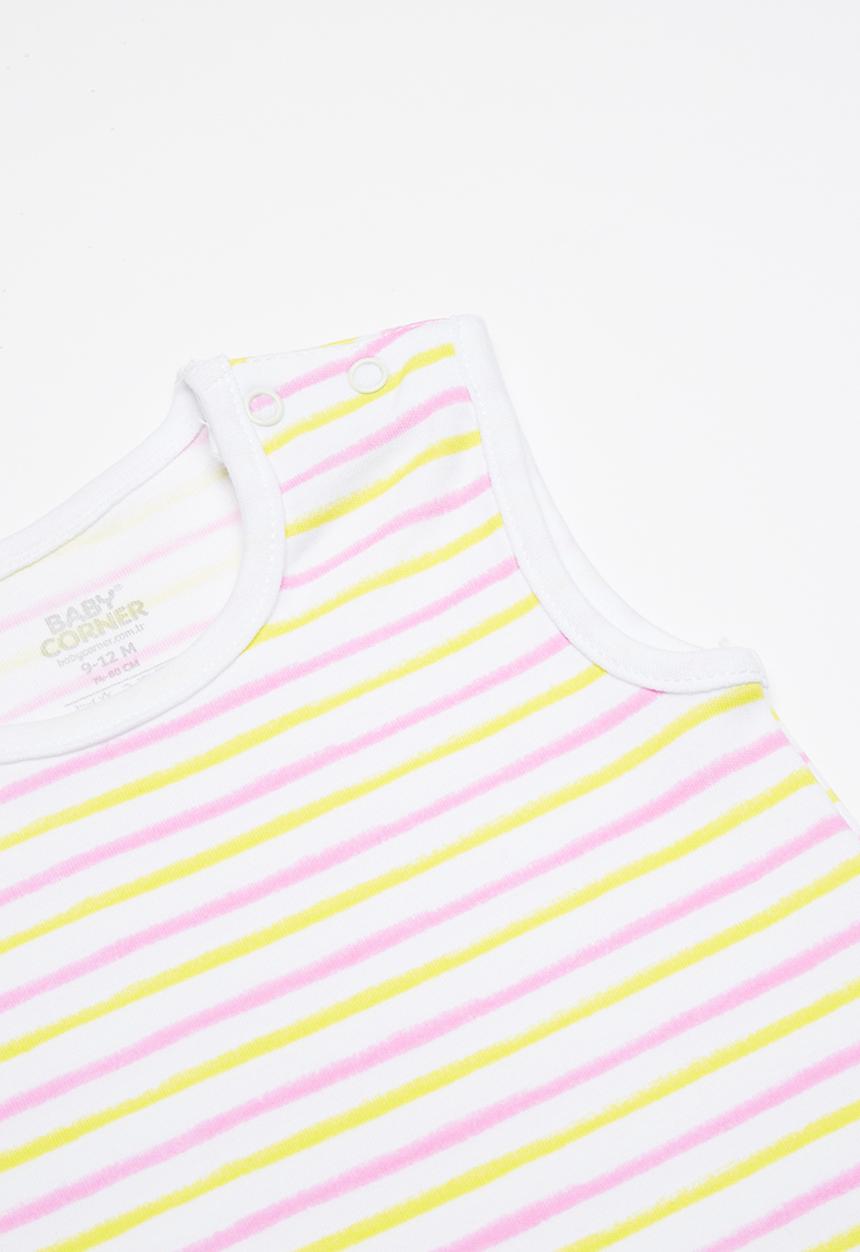 Baby Corner - Sleeveless Romper - pink striped