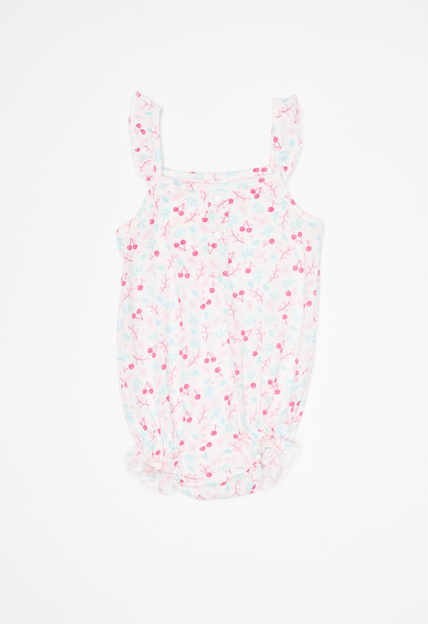 Baby Corner - Frilly sleeveless romper - cherry