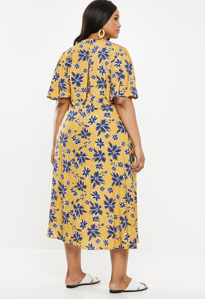 Superbalist - Midi tea dress (plus) - yellow & blue 