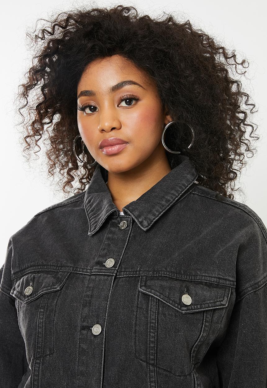 Missguided - Oversized washed denim jacket - black