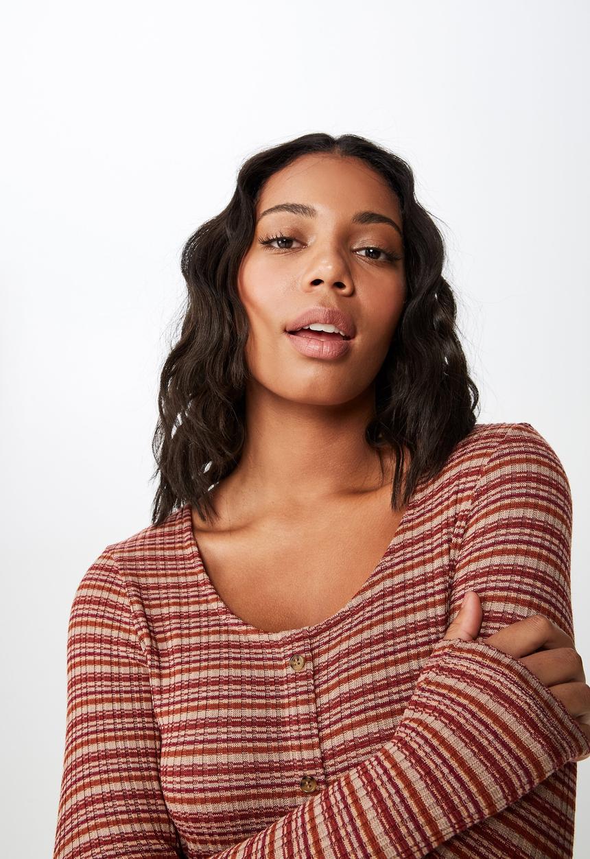 Cotton On - Henry long sleeve button through dress - multi