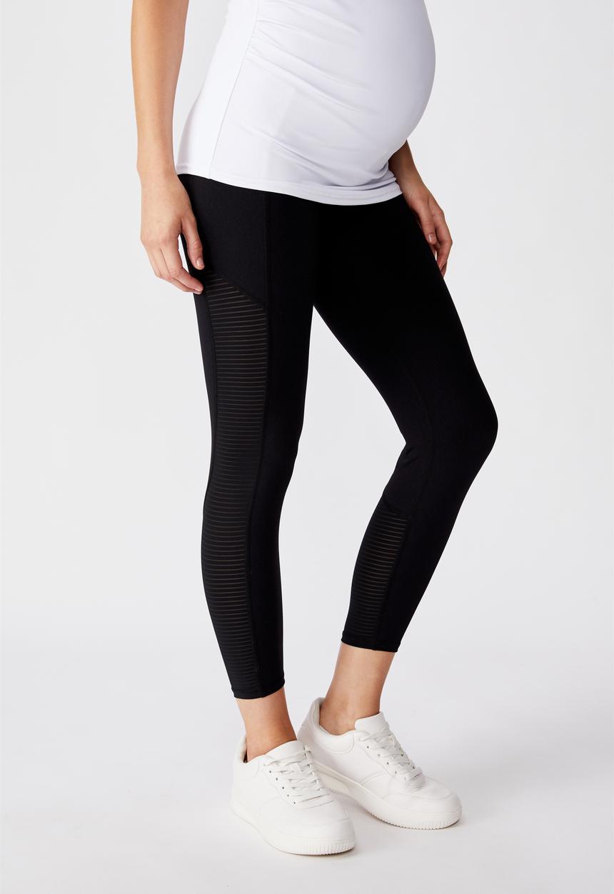 Cotton On - Maternity stripe mesh 7/8 tight - black
