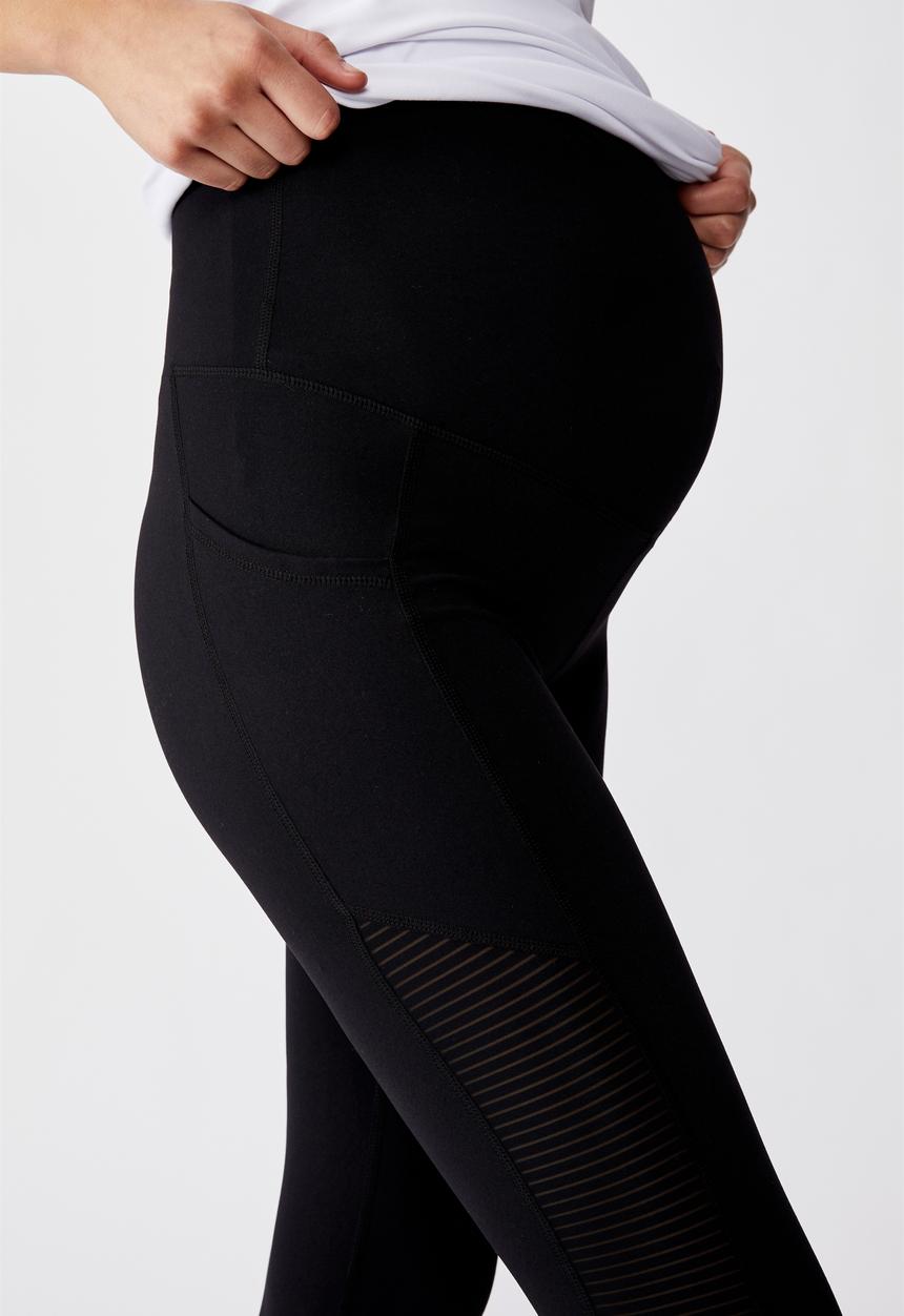 Cotton On - Maternity stripe mesh 7/8 tight - black
