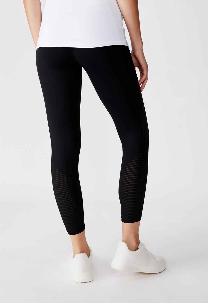 Cotton On - Maternity stripe mesh 7/8 tight - black