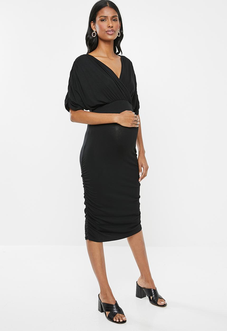 edit Maternity - Maternity Mock wrap dress - black