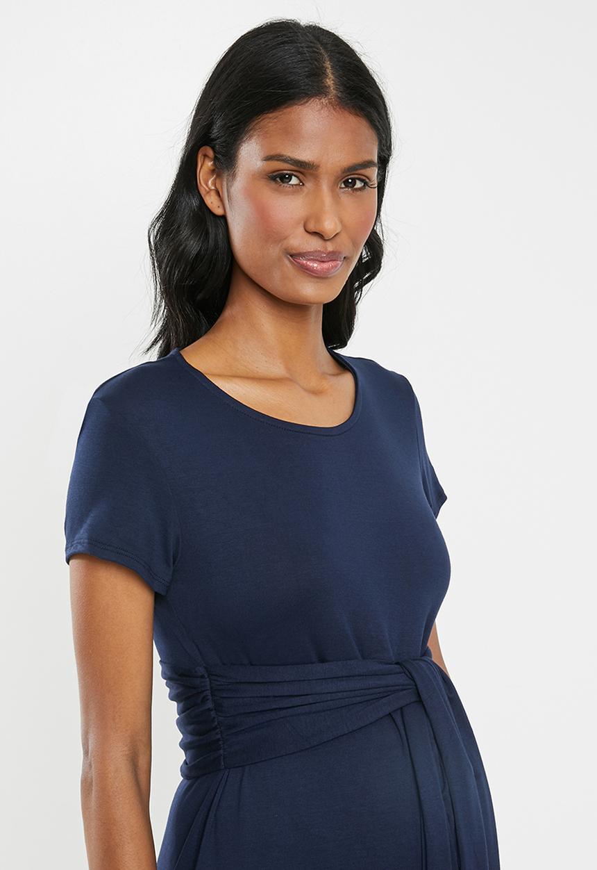 edit Maternity - Tie front dress - navy