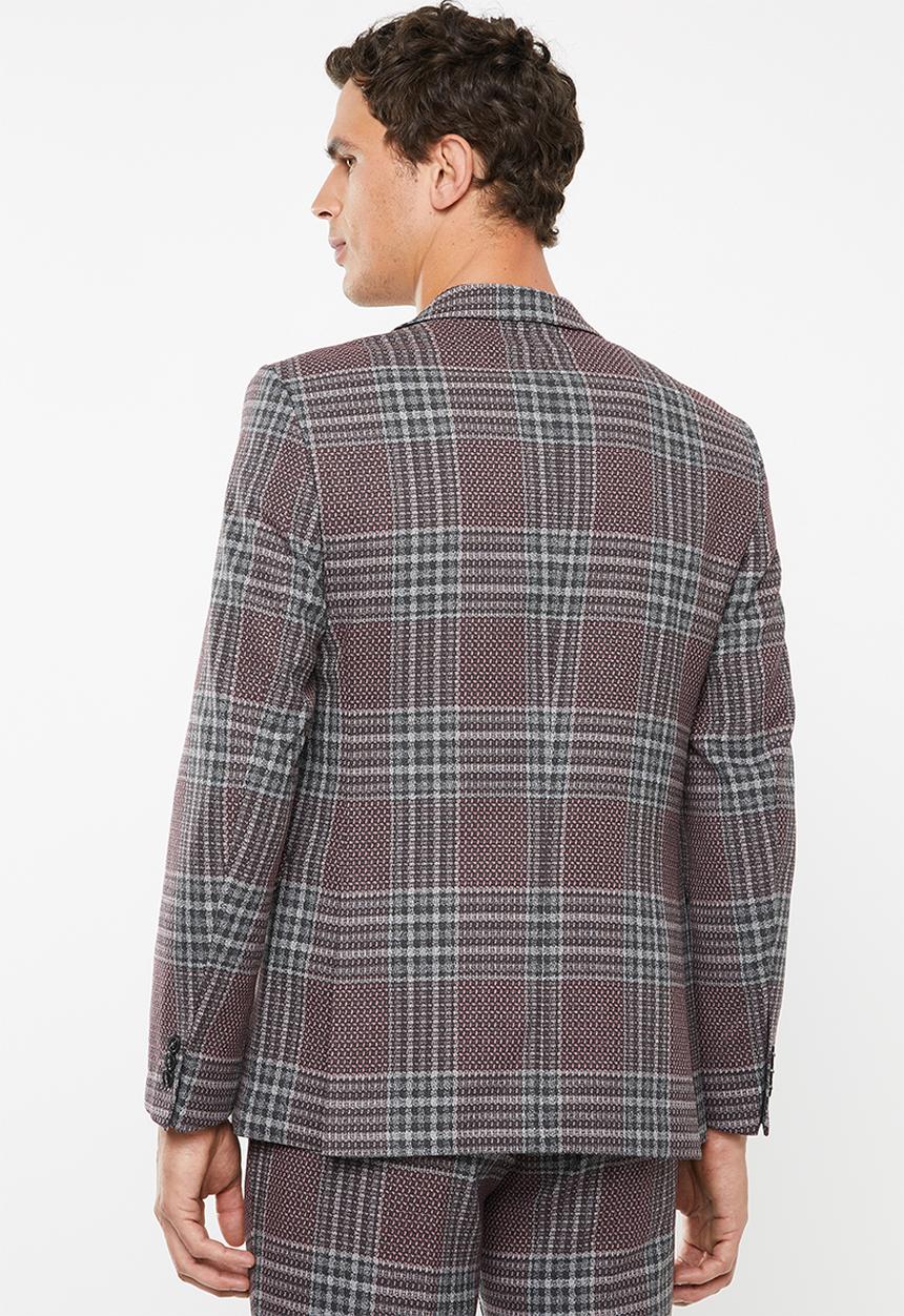 Jack & Jones - Brando check blazer - purple & grey