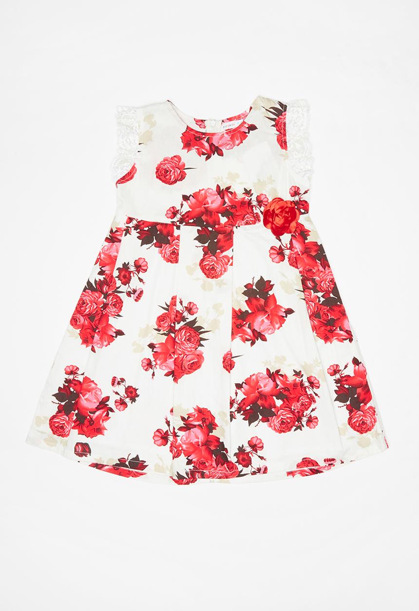 Pop Candy - Floral printed dress - white & red
