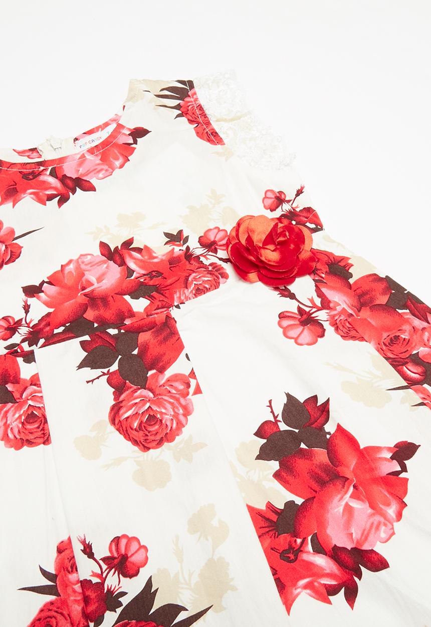 Pop Candy - Floral printed dress - white & red