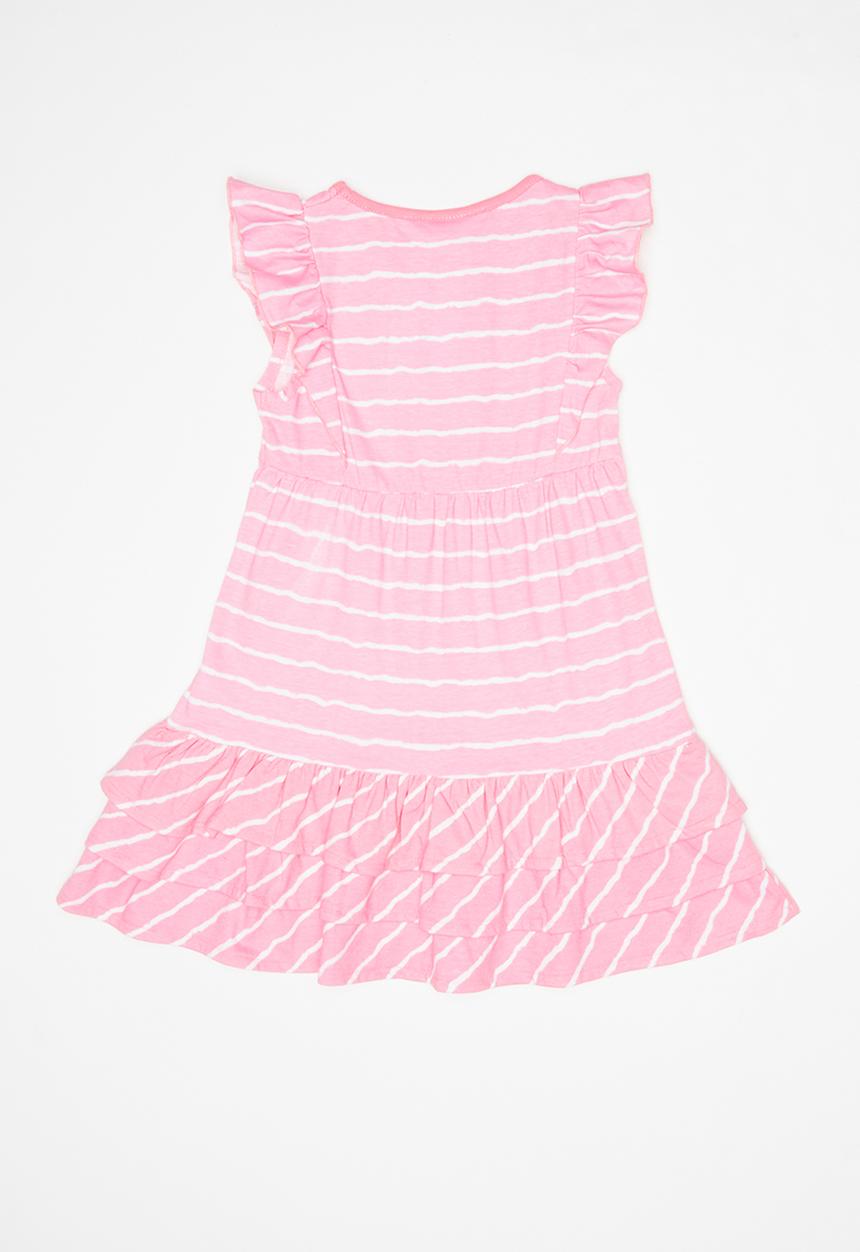 Pop Candy - Girls striped dress - pink & white
