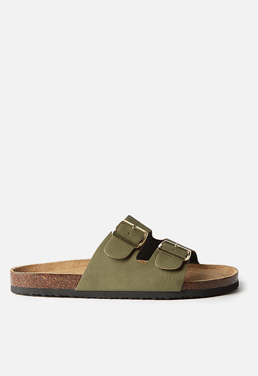 Cotton On - Faux suede double buckle slides - green