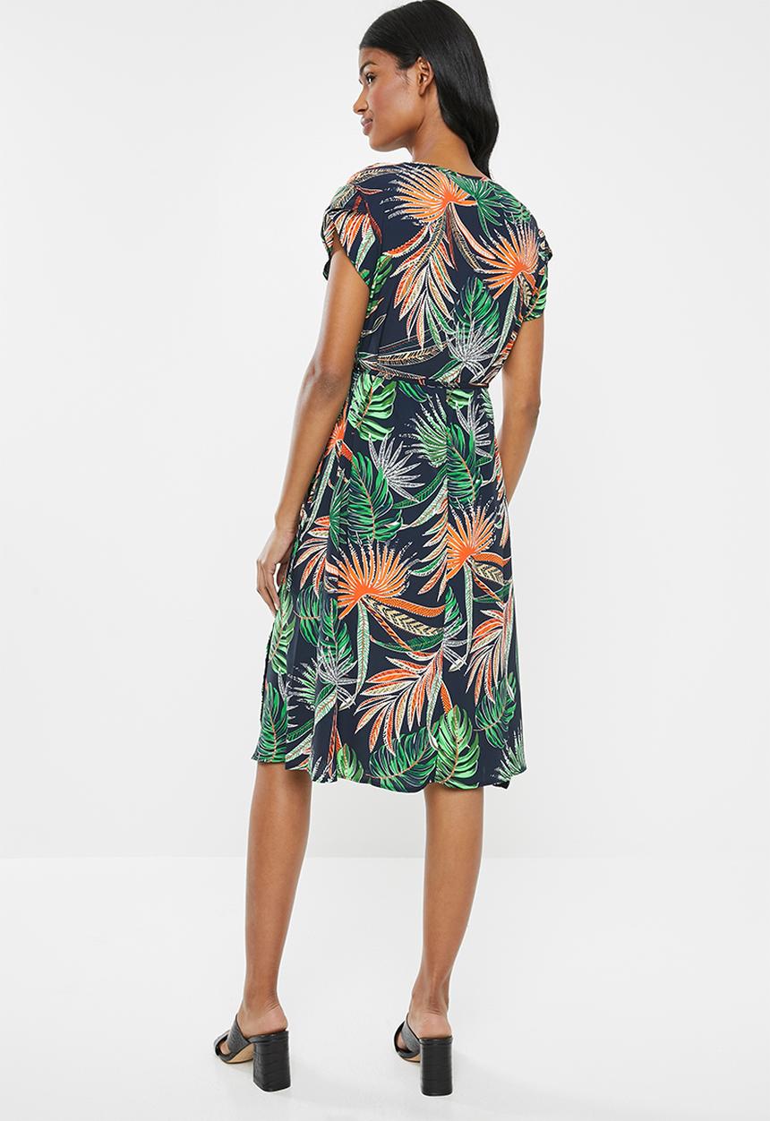 Cherry Melon - Maternity Woven crossover cap sleeve dress - multi