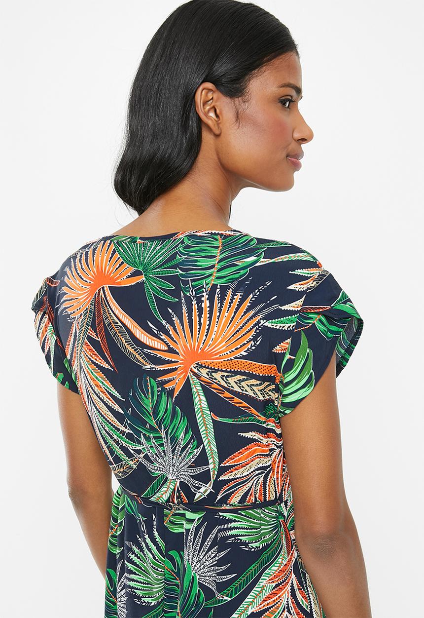 Cherry Melon - Maternity Woven crossover cap sleeve dress - multi
