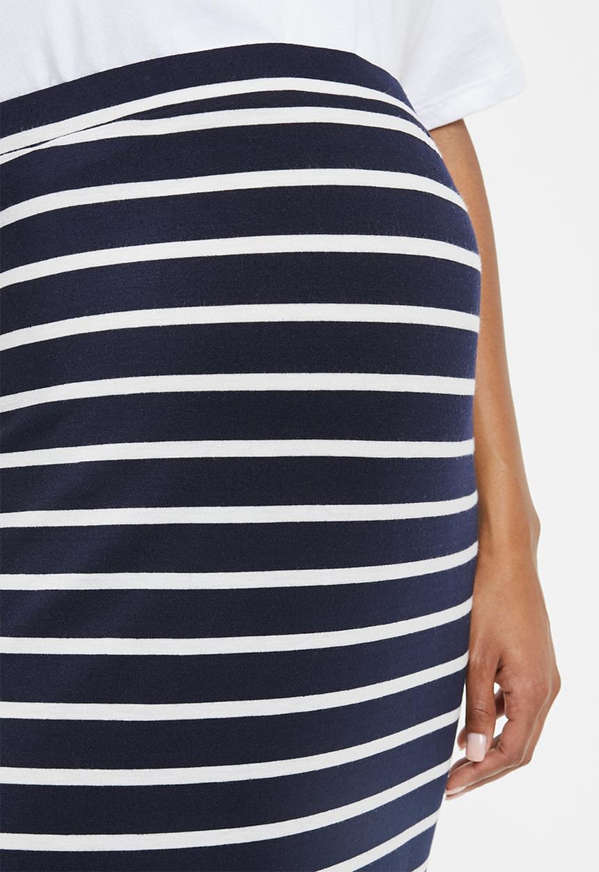 Cherry Melon - Maxi skirt with side slits - navy & white