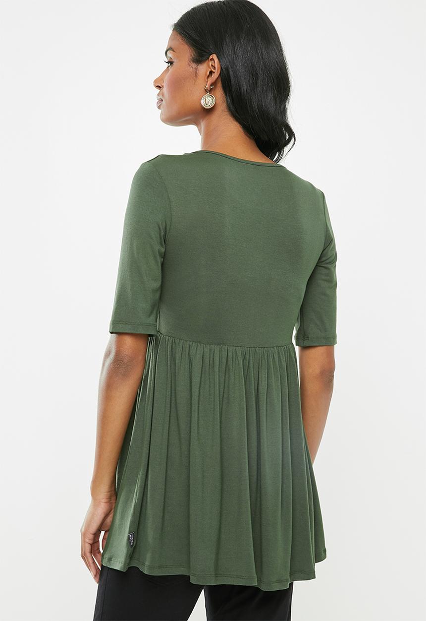 Cherry Melon - Maternity Round neck skater top - khaki 