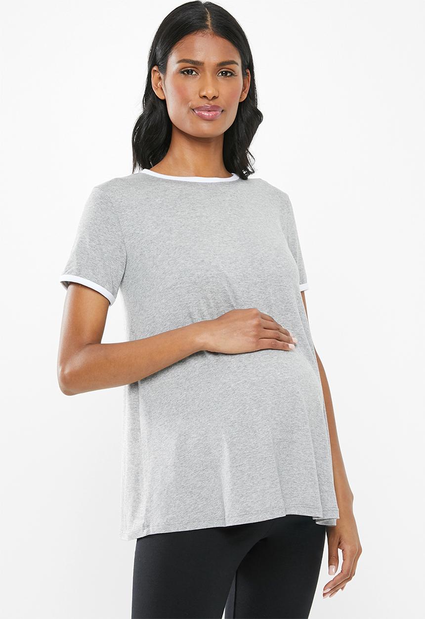 Superbalist - Maternity Contrast tee - grey melange with white trim