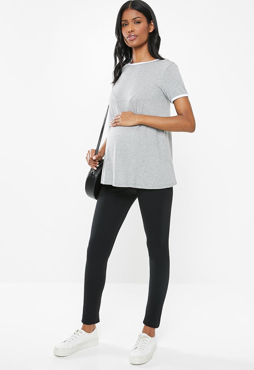 Superbalist - Maternity Contrast tee - grey melange with white trim