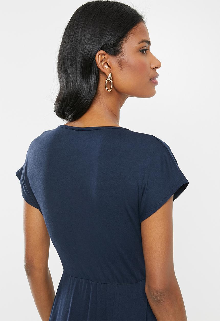 Cherry Melon - Maternity V-neck skater mini dress - navy