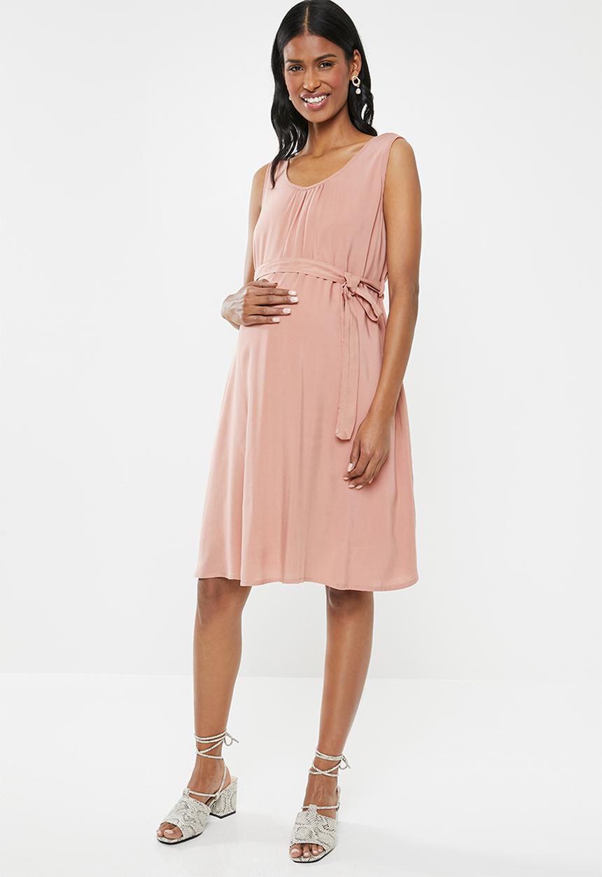 Cherry Melon - Maternity Belted tunic dress - pink