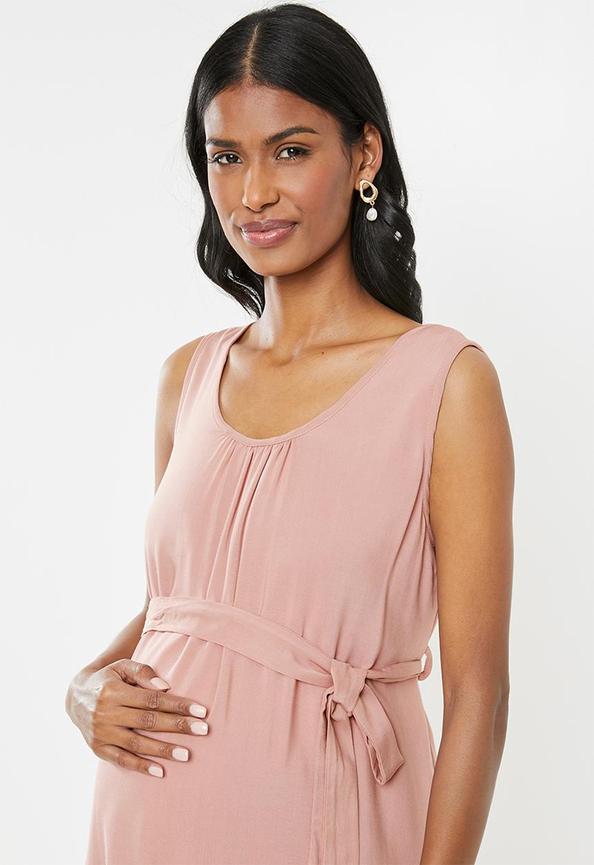 Cherry Melon - Maternity Belted tunic dress - pink