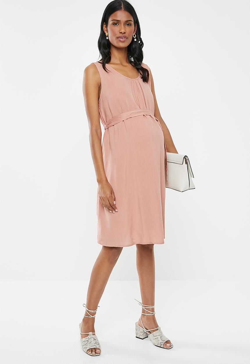 Cherry Melon - Maternity Belted tunic dress - pink
